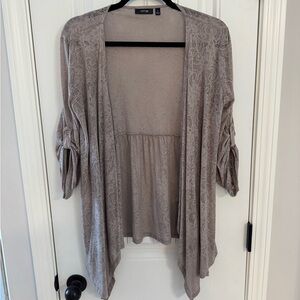 Apt. 9 Taupe Lace-Print Open-Front Cardigan